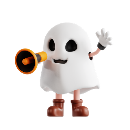 Ghost Doing Halloween Marketing  3D Illustration