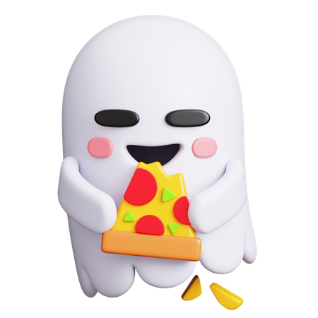 Ghost Eat Pizza  3D Icon