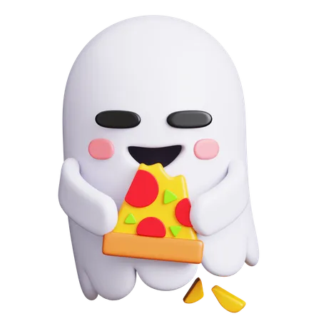 Ghost Eat Pizza  3D Icon