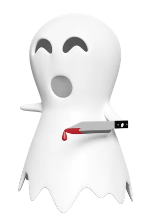 Ghost Holding Bloody Knife  3D Icon