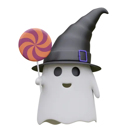 Ghost holding candy  3D Icon