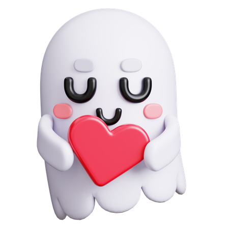 Ghost Holding Heart  3D Icon