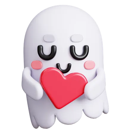 Ghost Holding Heart  3D Icon