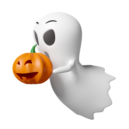 Ghost Holding Pumpkin  3D Icon