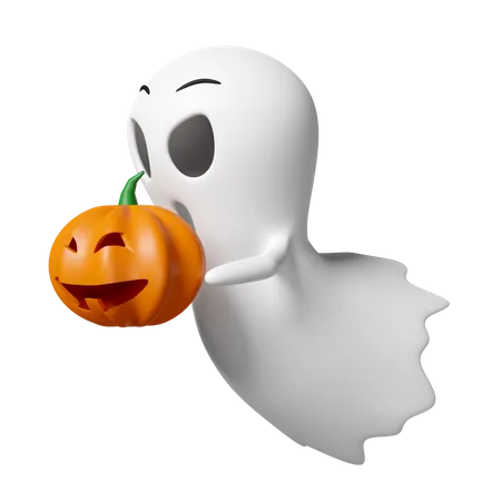 Ghost Holding Pumpkin  3D Icon