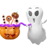 Ghost Holding Pumpkin Basket