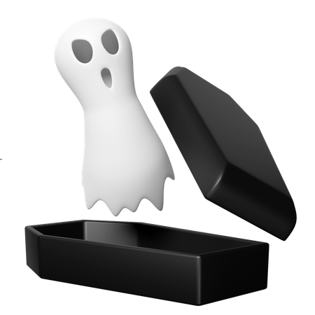 Ghost On Coffin  3D Icon