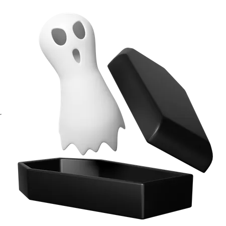Ghost On Coffin  3D Icon