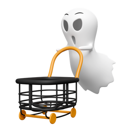 Ghost Pushing Shopping Cart  3D Icon