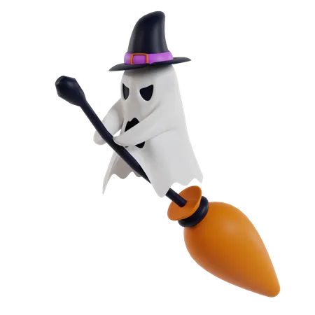 Ghost Riding Broom  3D Icon