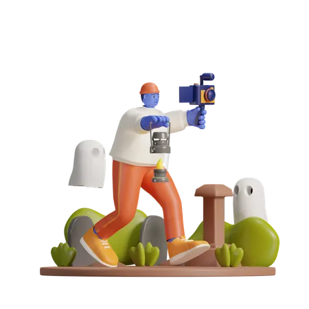 Ghost Vlogger  3D Illustration