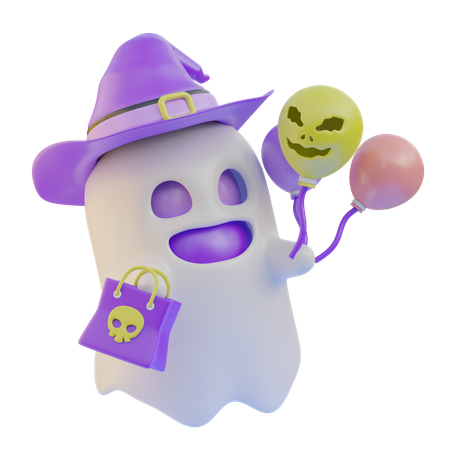 Ghost With Balloon  3D Icon