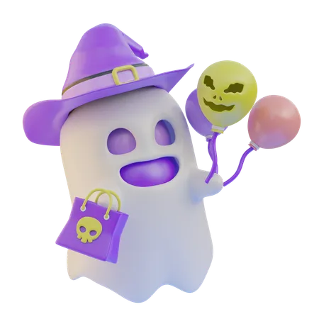 Ghost With Balloon  3D Icon