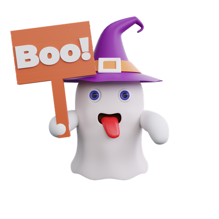 Ghost With Boo Message  3D Illustration