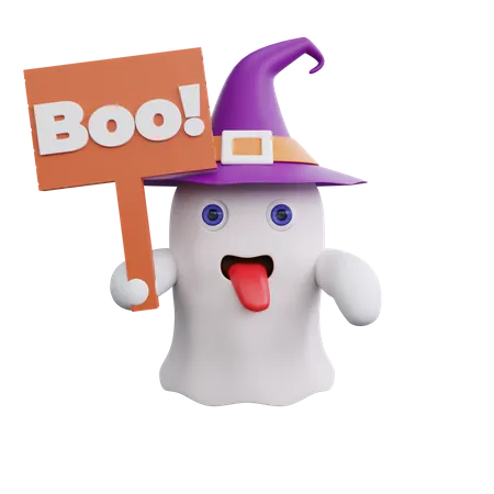 Ghost With Boo Message  3D Illustration