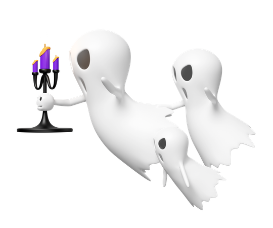 Ghost With Candle Stand  3D Icon