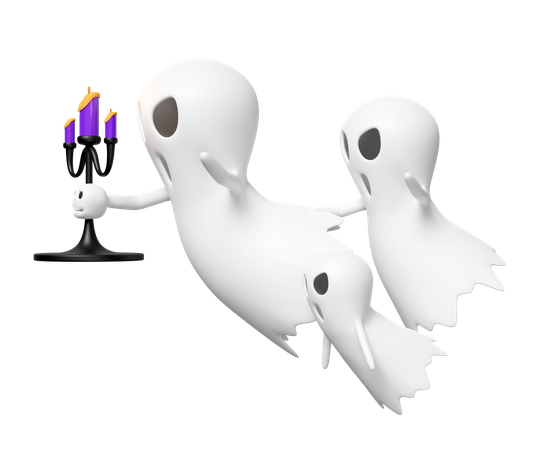 Ghost With Candle Stand  3D Icon