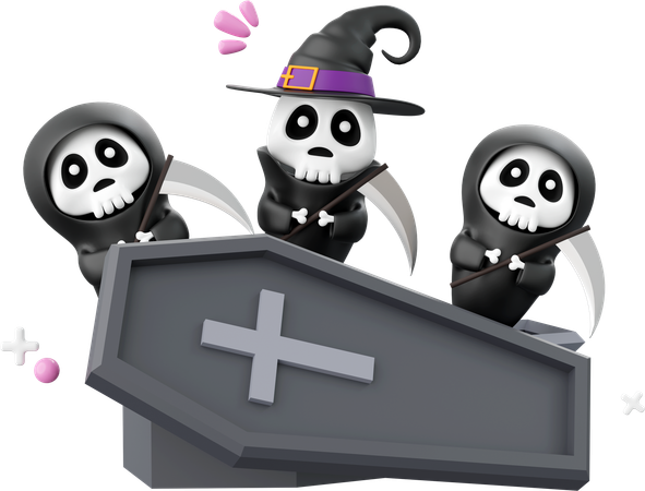 Ghost With Coffin  3D Icon