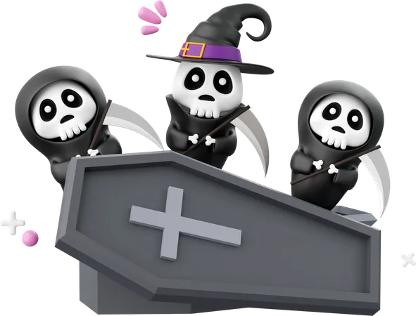 Ghost With Coffin  3D Icon