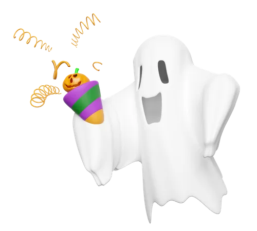 Ghost With Confetti  3D Icon