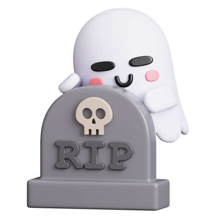 Ghost with Gravestone  3D Icon