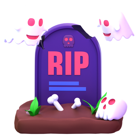 Ghost With Gravestone  3D Icon