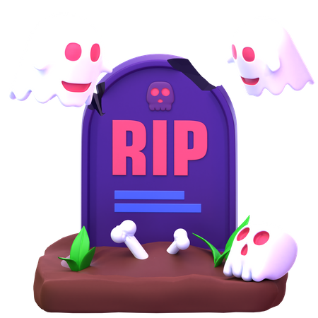 Ghost With Gravestone  3D Icon