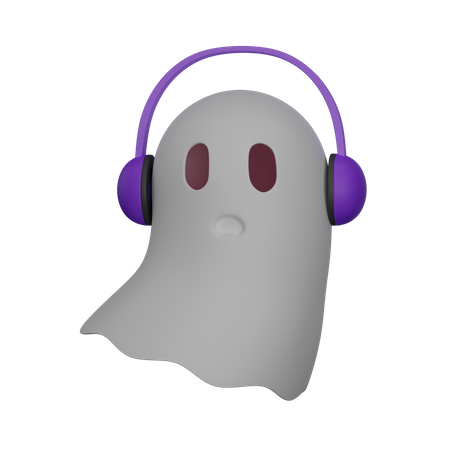 Ghost with headphones  3D Icon