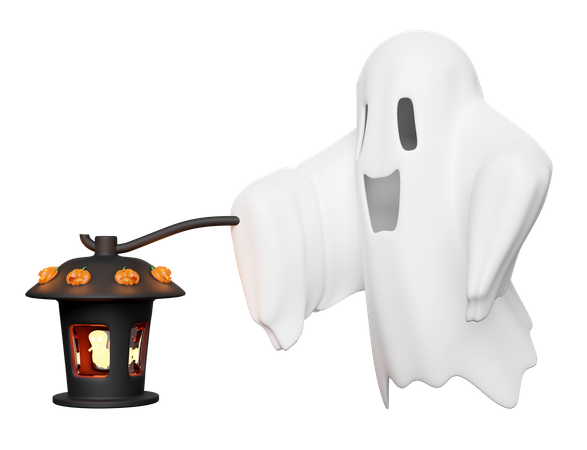 Ghost With Lantern  3D Icon