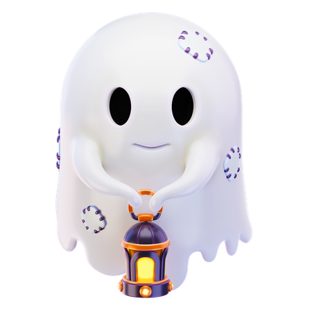 Ghost with lantern  3D Icon