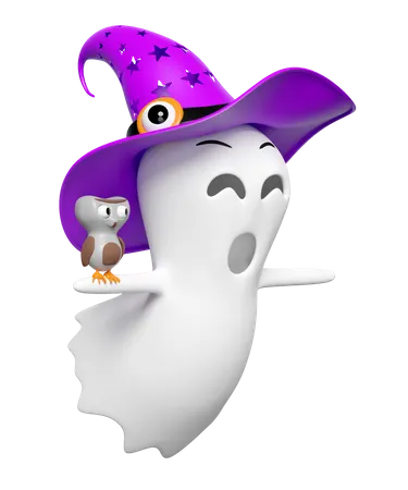 Ghost With Owl  3D Icon