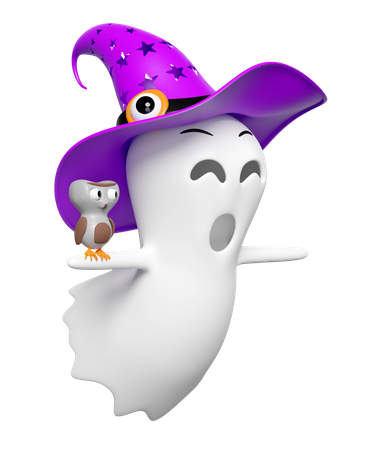 Ghost With Owl  3D Icon