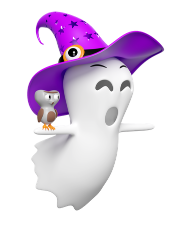 Ghost With Owl  3D Icon