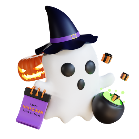 Ghost with potion 3D Illustration