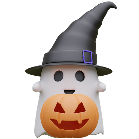 Ghost with pumpkin  3D Icon