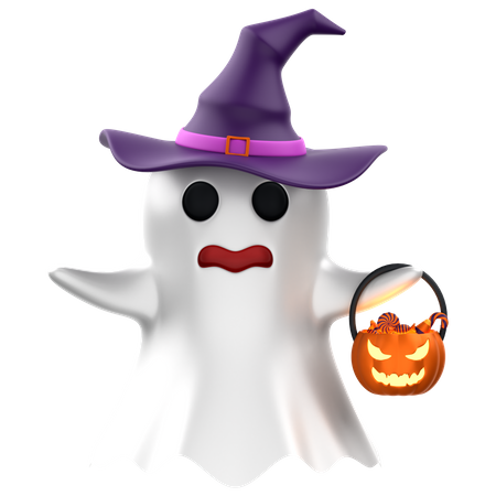 Ghost With Pumpkin  3D Icon
