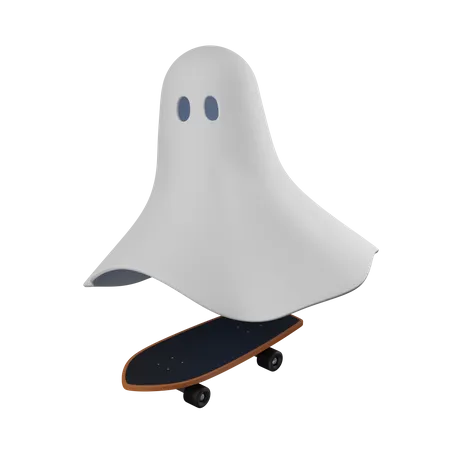 Ghost with skateboard  3D Icon