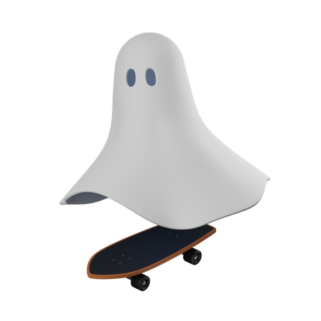 Ghost with skateboard 3D Icon