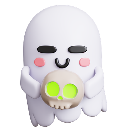 Ghost with Skull  3D Icon