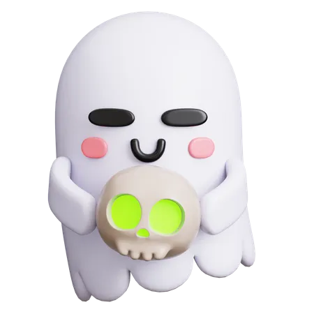 Ghost with Skull  3D Icon