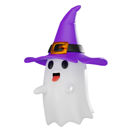 Ghost With Wist Hat  3D Icon