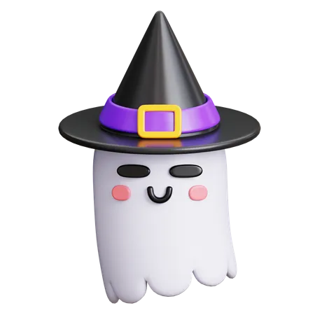 Ghost with Witch Hat  3D Icon