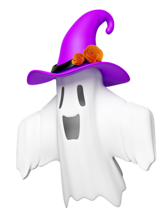 Ghost With Witch Hat  3D Icon