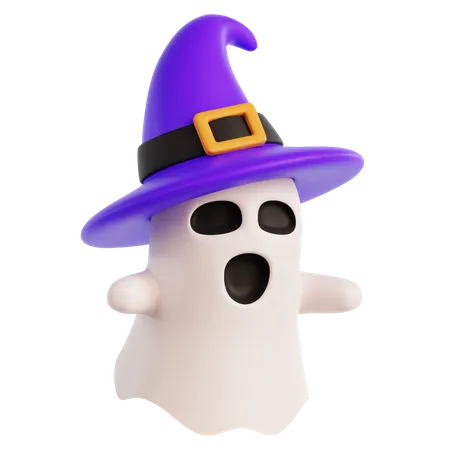 Ghost With Witch Hat  3D Icon