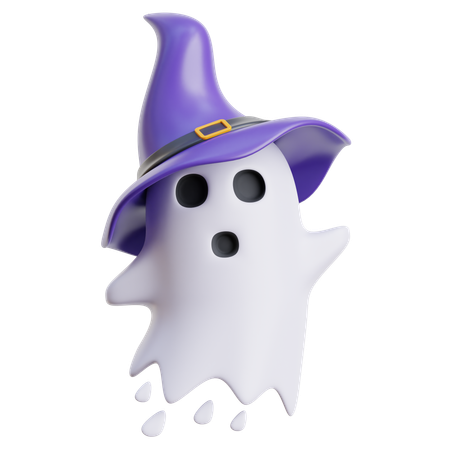 Ghost With Witch Hat  3D Icon