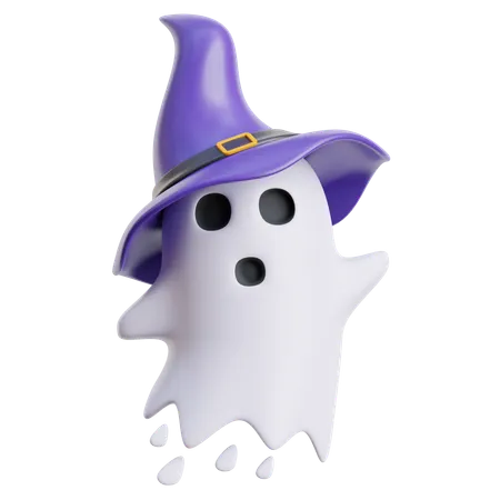 Ghost With Witch Hat  3D Icon