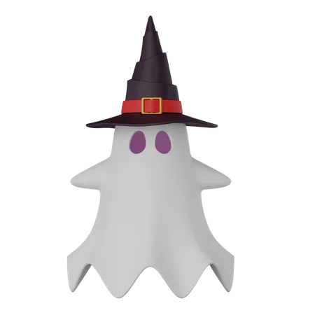 Ghost with witch hat  3D Icon