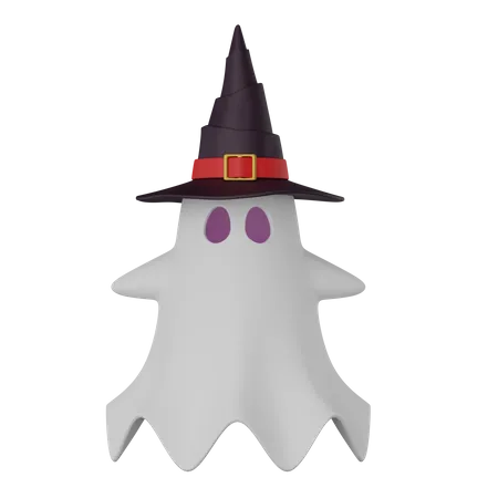 Ghost with witch hat 3D Icon