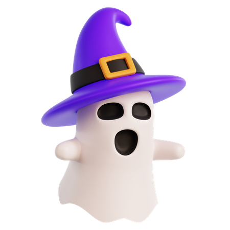 Ghost With Witch Hat  3D Icon