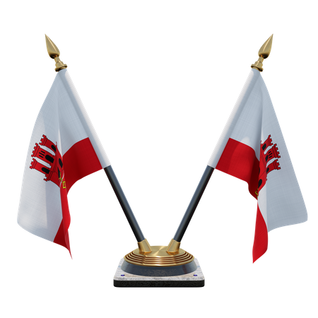 Doppelter Tischflaggenständer für Gibraltar  3D Flag